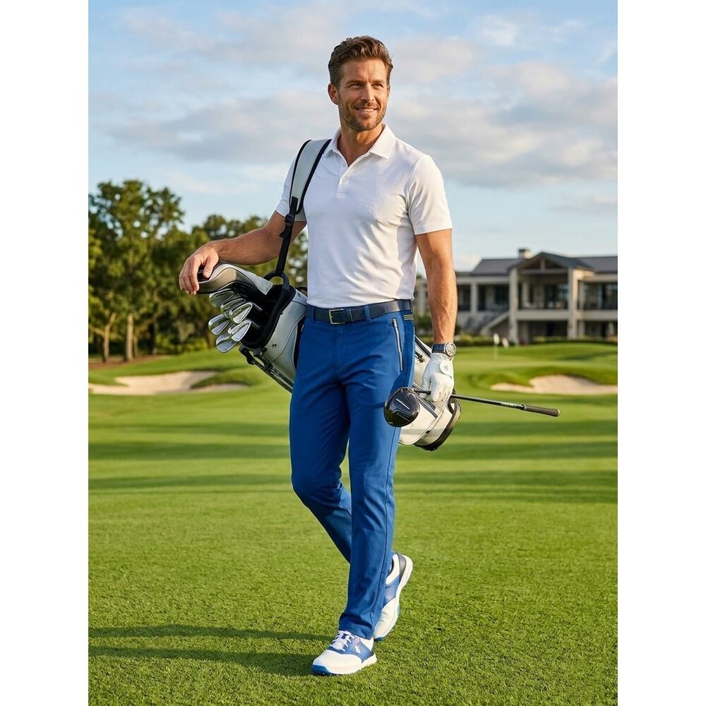 Louis Castel Golf Pants Men's Size 32W Blue Performance Trousers Lightweight